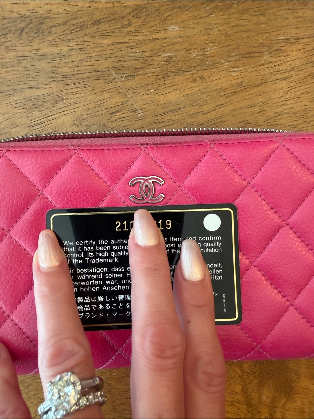 Chanel Pink Quilted Large Zip Wallet